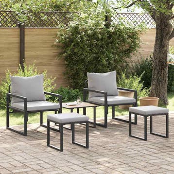vidaXL Tuinmeubelen 4 st 2-Aantal zitplaatsen Lichtgrijs, Verzenden, Nieuw, 4 zitplaatsen