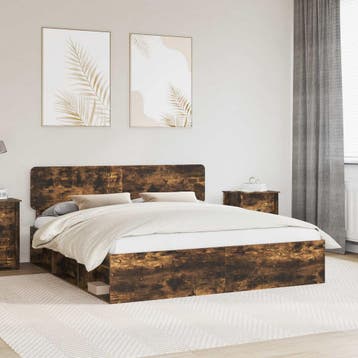 vidaXL Bedframe Gerookt eiken 180 x 200 cm Massief, Bruin, Verzenden, Hout, Nieuw