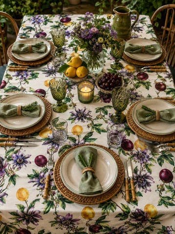Elegant tafelkleed voor grote tafelschikkingen, Amalfi-kust,