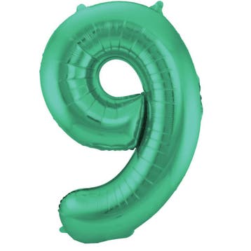 Folie Ballon cijfer 9 Metallic Groen 86 cm, Verzenden, Nieuw, Feestartikel, Verjaardag