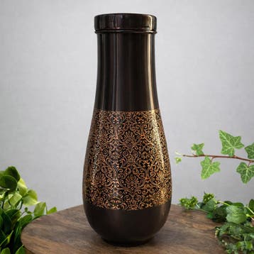 Puur koperen karaf antique geëtst met dop – lang en smal ±, Ophalen of Verzenden, Nieuw