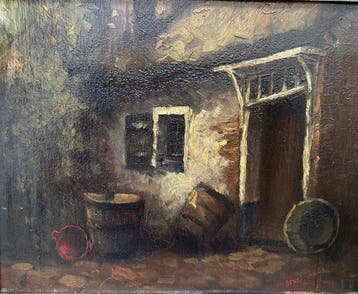 Henri van Os-Delheze (1880- 1979) - Op de binnenplaats