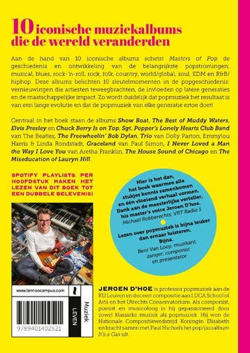 Masters of pop 9789401402521 Jeroen Dhoe, Verzenden, Zo goed als nieuw, Jeroen D'hoe