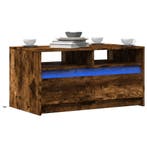 Salontafel met LED-verlichting bewerkt hout gerookt eikenkle, Verzenden, Nieuw