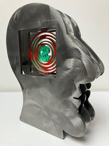 David Gerstein (1944) - sculptuur, Dollar - 25 cm - Metaal