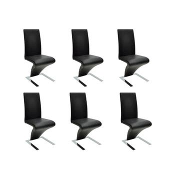 vidaXL Eetkamerstoelen 6 st kunstleer zwart, Verzenden, Nieuw, Zwart