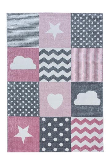 Kindervloerkleed | Kids | Blokken | Roze | 200x290 cm, Verzenden, Nieuw