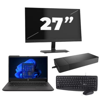 HP 240 G8 -   i3-10e 8GB  - 256GB  + 1x 27 inch, Qwerty, Verzenden, 8 GB, Refurbished
