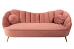Retro 3-zitsbank ARIELLE 220cm oudroze fluwelen 3-zits met, Ophalen of Verzenden, Nieuw