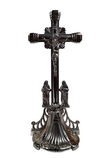 Crucifix - Legering, Verzilverd - 1940-1950 - 40 cm, Antiek en Kunst