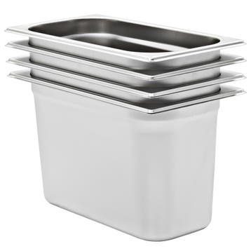 vidaXL Gastronormbakken 4 st GN 1/3 200 mm roestvrij staal, Verzenden, Nieuw