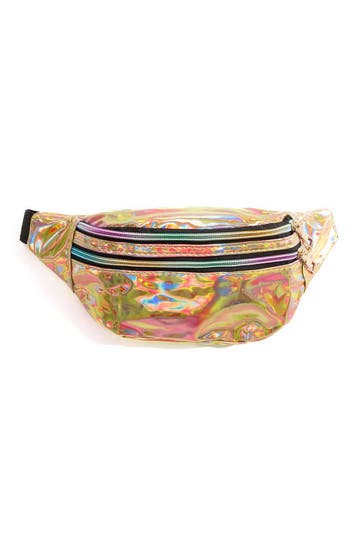 KIMU® Heuptasje Holografisch Goud 2 Ritsen Iridescent Heupta, Ophalen of Verzenden, Nieuw, Roze, Overige typen