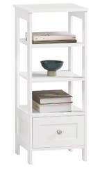 Hoog Wit Nachtkastje met Lade en 4 Planken – MDF Modern, Huis en Inrichting, Tafels | Sidetables, Verzenden, Nieuw