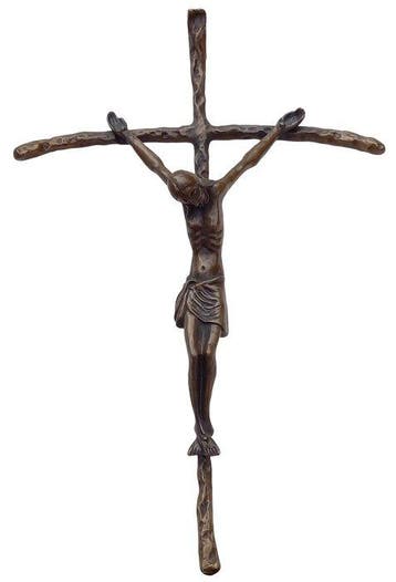 Mid-century modern Crucifix - Gepatineerd brons - 1950-1960