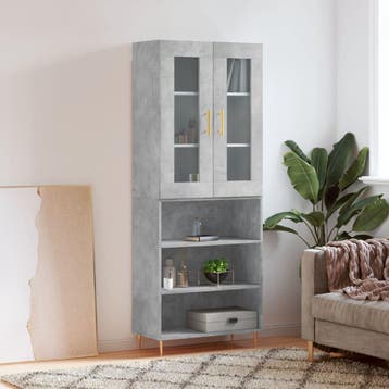 vidaXL buffetkast 69,5x34x180 cm bewerkt hout betongrijs, Minder dan 50 cm, Verzenden, Nieuw, Minder dan 100 cm