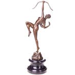 Figuur - Art Deco Bronzefigur Diana mit Bogen 45CM - Brons,