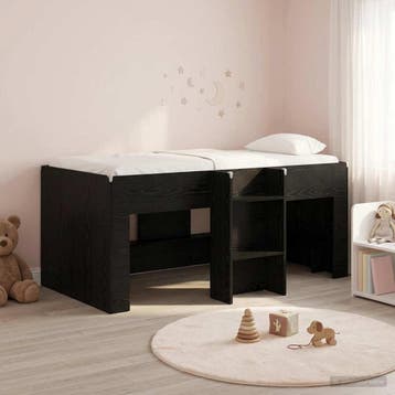 vidaXL Kinder Hoogslaper Zwart eiken 80 x 160 cm Bewerkt, Verzenden, Nieuw, Zwart, Hout