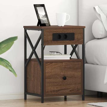 vidaXL Nachtkastje Bruin Eiken 40 x 31 x 60 cm Bewerkt hout, Minder dan 45 cm, Verzenden, Nieuw, 55 tot 70 cm