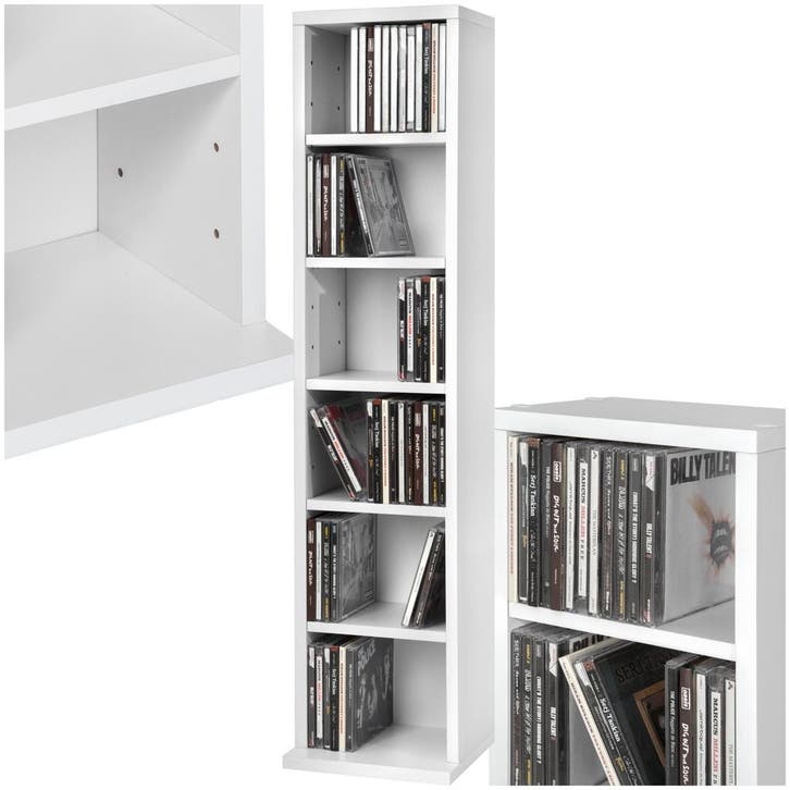 CD mediakast met 6 vakken 90x21x20cm - wit, Huis en Inrichting, Woonaccessoires | Cd- en Dvd-rekken, Verzenden