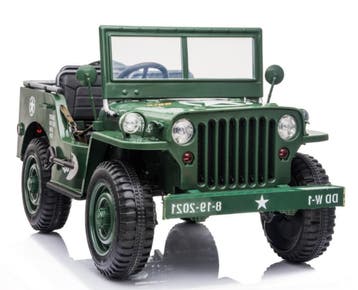 Kinderauto JEEP WILLYS WW2, groen, 24V, 4WD, 3 zits,RC NIEUW, Ophalen of Verzenden, Nieuw, Afstandsbediening