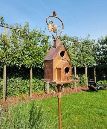 Beeldje - BIrdhouse - IJzer, Metaal, Antiek en Kunst