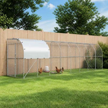 vidaXL Kippenhok Tegen de Muur zilver 1000 x 100 x 215 cm, Dieren en Toebehoren, Verzenden, Nieuw