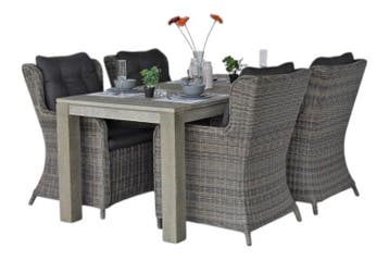 Cancun-Delano Tuinset 4 Personen - Acacia / Kobo Grey, Tuin en Terras, Verzenden, Nieuw