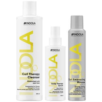 Indola Curl Cleanser + Serum + Mousse Trio - 300+100+200ml, Ophalen of Verzenden, Nieuw, Shampoo of Conditioner