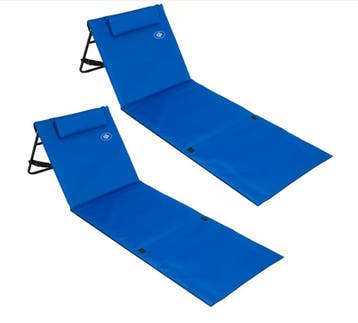 Strandmat Set van 2 Blauw 158x56x46cm gestoffeerd (Stoelen), Verzenden, Nieuw