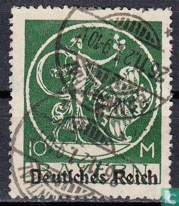 Duitse Rijk - Opdruk op zegels van Beieren - 1920, Verzenden, Gestempeld