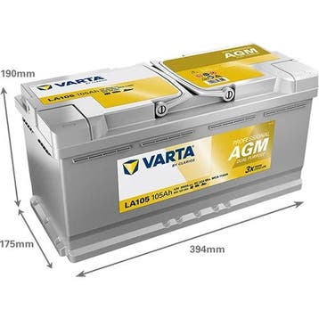 Varta LA105 AGM accu 12 volt 105 ah Dual Purpose, Ophalen of Verzenden, Nieuw