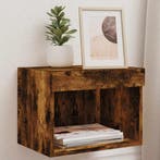 vidaXL Nachtkastje met LEDs wandgemonteerd gerookt, Huis en Inrichting, Minder dan 50 cm, Verzenden, Nieuw, Minder dan 100 cm