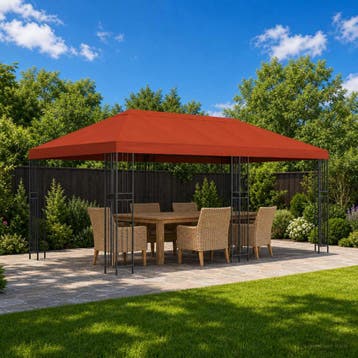 vidaXL Tuinprieel 6 x 3 m Terracotta Polyester en staal 190, Verzenden, Nieuw