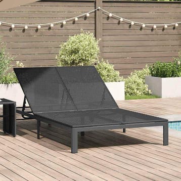 vidaXL Ligstoel poly rattan Zwart, Verzenden, Nieuw