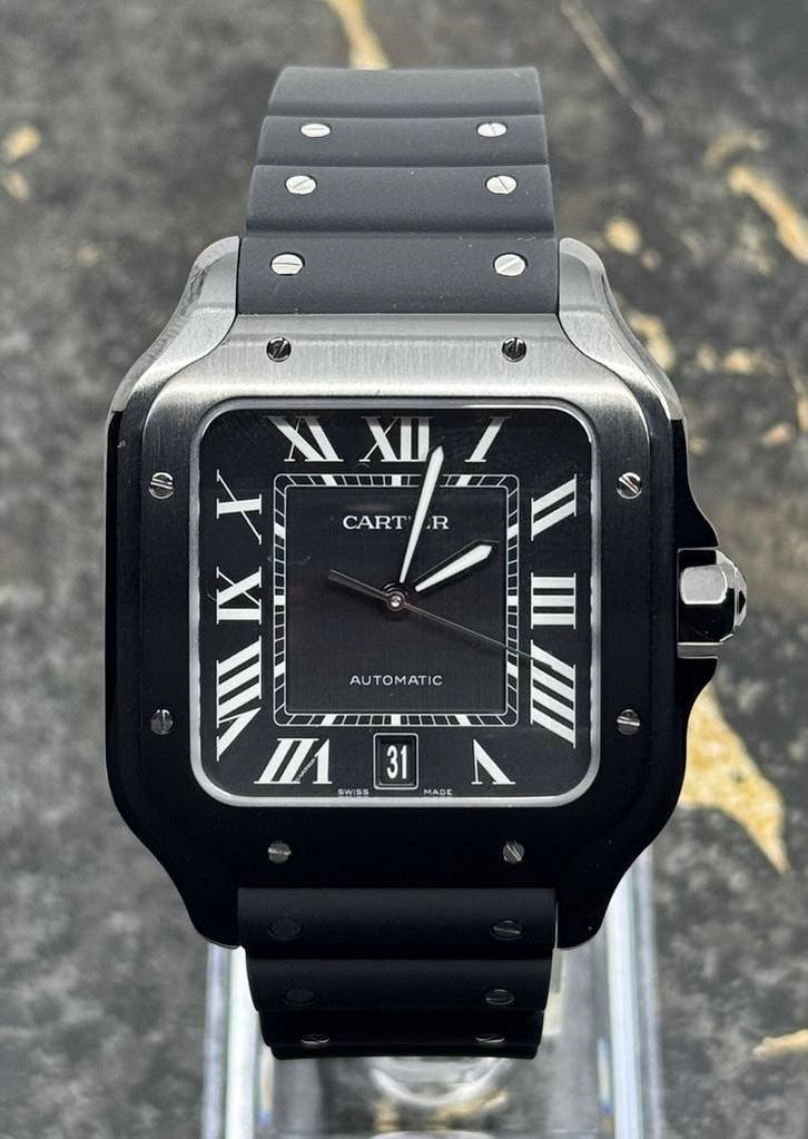 Cartier Santos Large  - Black Dial - WSSA0039 - New 2026, Sieraden, Tassen en Uiterlijk, Horloges | Heren, Polshorloge, Nieuw