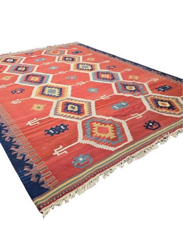 Tribal Kelim Iran 250x210 handgeweven wollen vloerkleed, Huis en Inrichting, Blauw, 200 cm of meer,  Perzisch tapijt kelim killim wollen vloerkleed handgeknoopt 