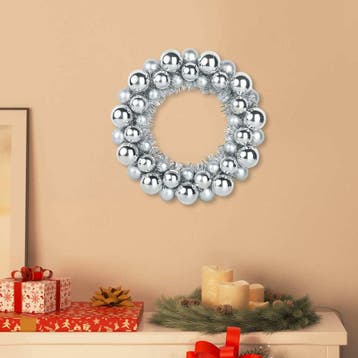 vidaXL Kerstbal Kransen 2 st Zilver 33 x 33 x 7 cm, Verzenden, Nieuw
