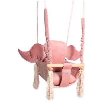 Luxe houten olifant handgemaakte roze babyschommel/, Ophalen of Verzenden, Nieuw