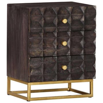 vidaXL Nachtkastje 40x30x50 cm massief mangohout zwart, Huis en Inrichting, Verzenden, Nieuw