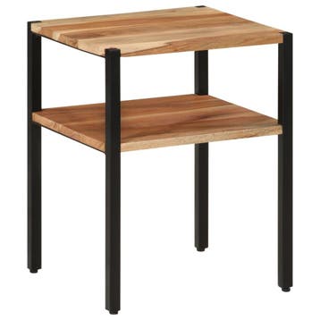vidaXL Bijzettafel 35x35x45 cm massief acaciahout en ijzer, Huis en Inrichting, Tafels | Bijzettafels, Verzenden, Nieuw, Minder dan 45 cm