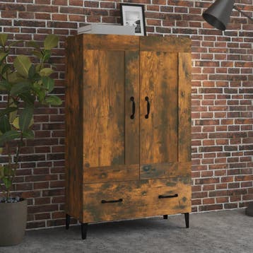 vidaXL buffetkast 70x31x115 cm bewerkt hout gerookt, Verzenden, 100 tot 150 cm, Nieuw, 50 tot 100 cm