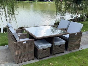 Diningset Vonato, Modern Grey , donker bruin, Tuin en Terras, Tuinsets en Loungesets, Nieuw