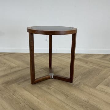 design bijzettafel - zwart glazen inlegblad, (hxbxd), Huis en Inrichting, Ophalen of Verzenden, Gebruikt