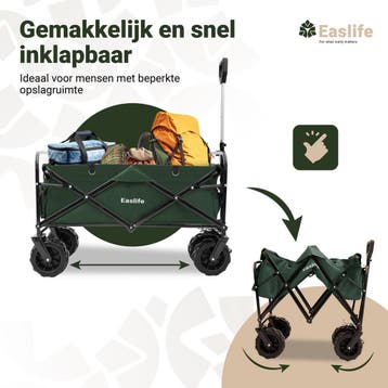 EasLife Bolderkar Opvouwbaar - Bolderwagen - met Regen Hoes, Ophalen of Verzenden, Nieuw
