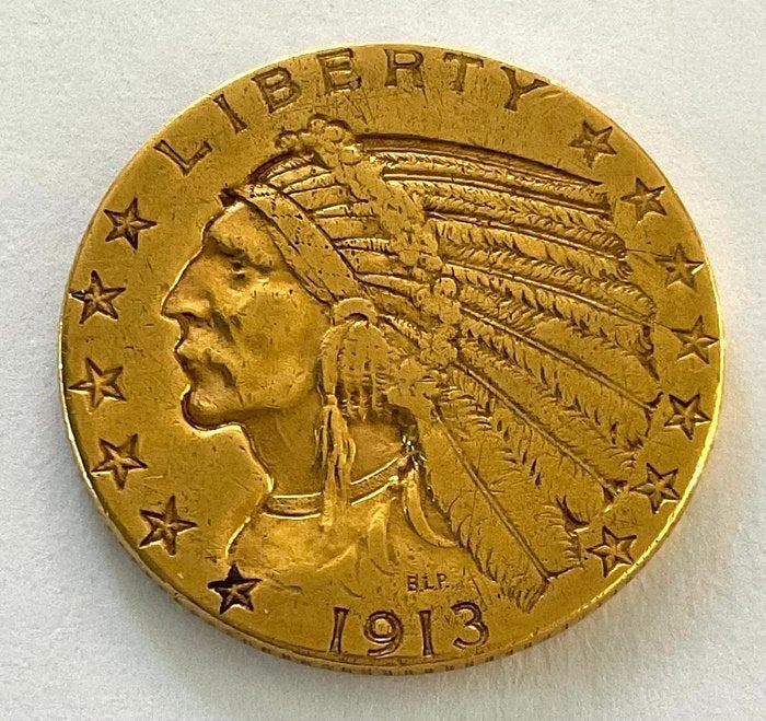 Verenigde Staten. 5 Dollars 1913 - Indian Head, Postzegels en Munten, Munten | Europa | Niet-Euromunten