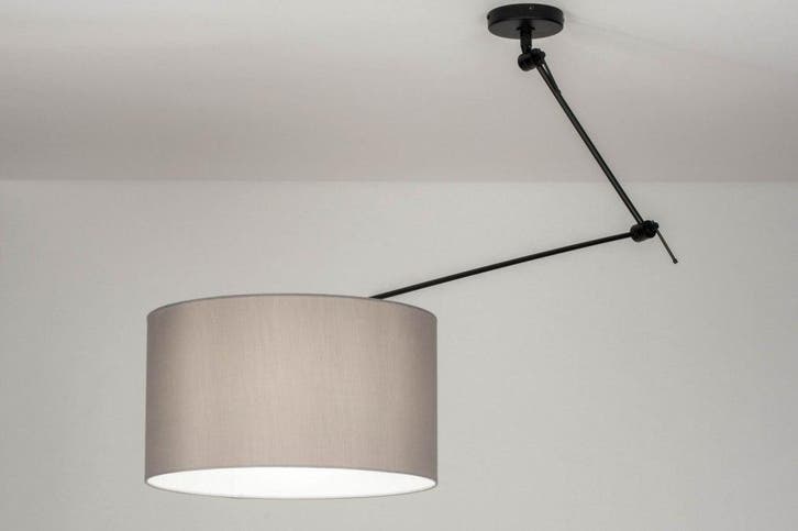Rietveld Hanglampen - Zwart, Grijs - Stof, Metaal, Huis en Inrichting, Lampen | Hanglampen, Verzenden