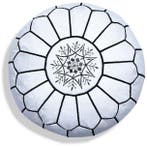 Poef Leder - White&Black, Verzenden, Nieuw