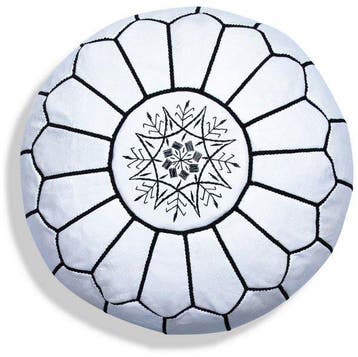 Poef Leder - White&Black, Verzenden, Nieuw