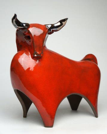 Urszula Despet - Large Red Bull, Antiek en Kunst