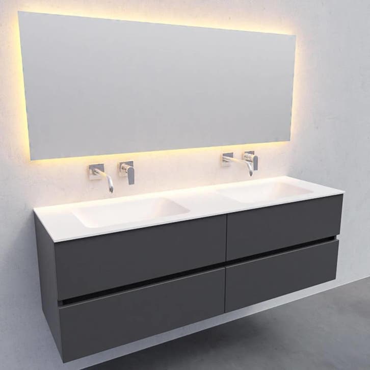 Badkamermeubel Solid Surface AQS Oslo 150x46 cm Dubbel Mat, Huis en Inrichting, Badkamer | Badkamermeubels, Ophalen of Verzenden